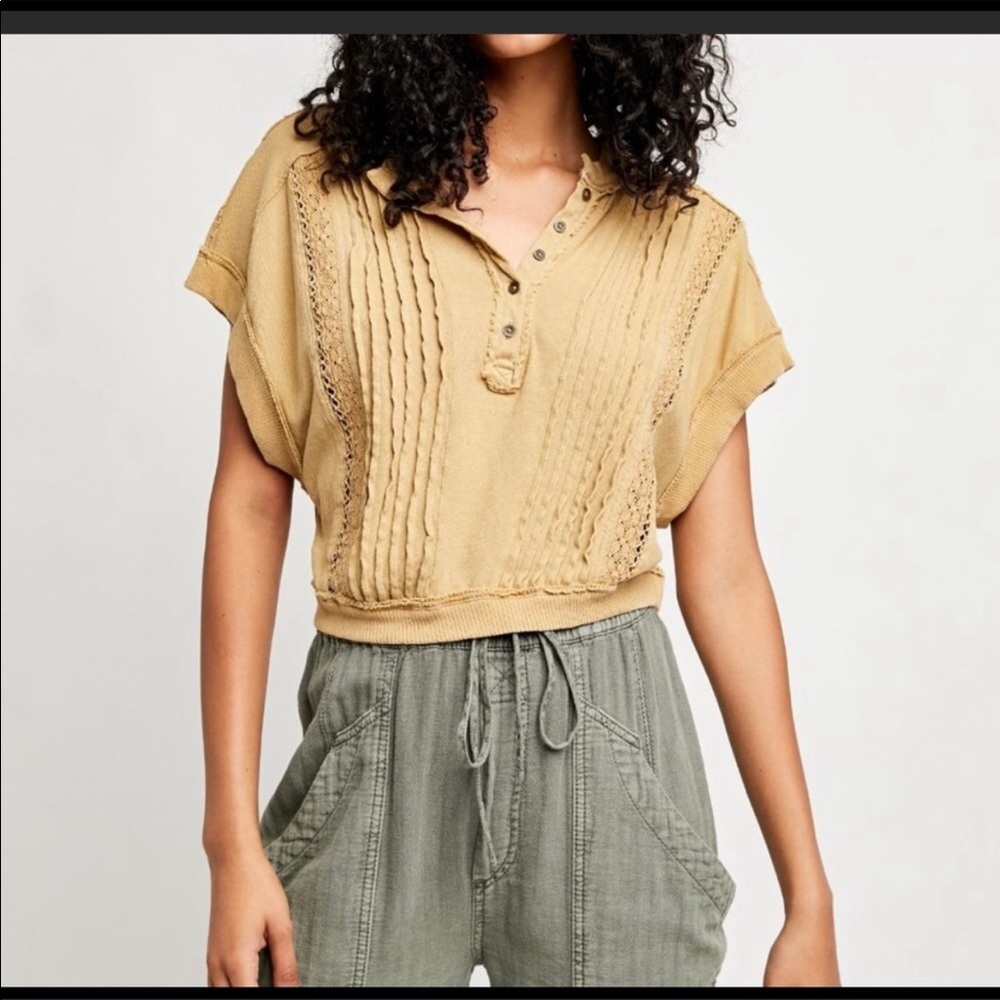 New No Tags Free People Roxy Tee in Golden Palm